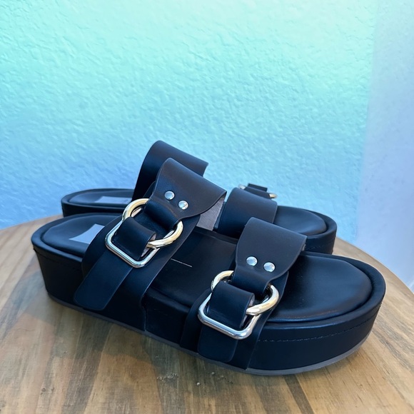 Dolce Vita Cici Black Stella Buckled Platform Slide Sandals Size 7.5 - Picture 6 of 10